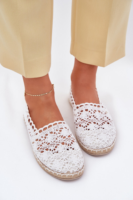 White women's espadrilles made of lace Adelira