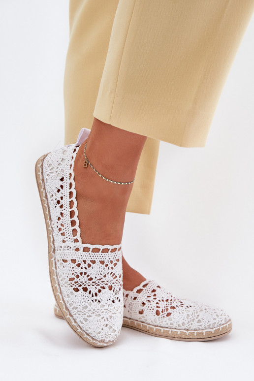 White women's espadrilles made of lace Adelira