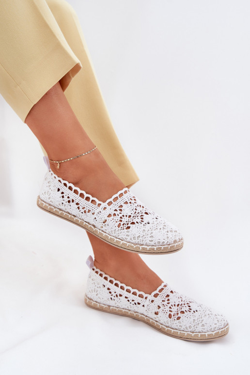 White women's espadrilles made of lace Adelira