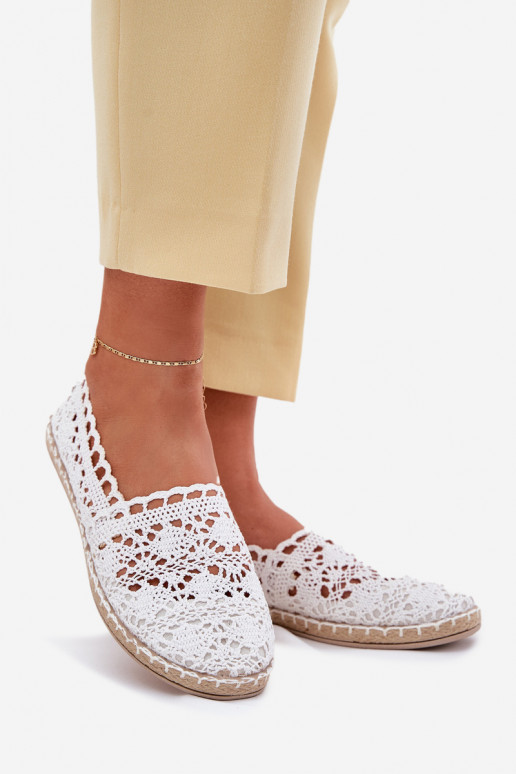 White women's espadrilles made of lace Adelira