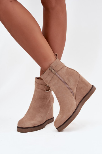 Women's ankle boots on a platform with decorative details in sand color Turirivana 2