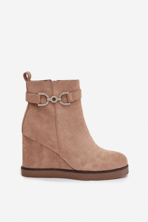 Women's ankle boots on a platform with decorative details in sand color Turirivana
