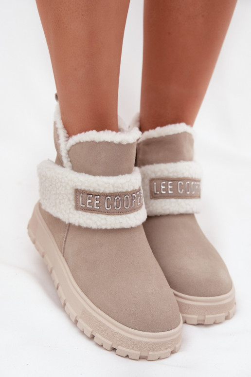 Sniego batai moteriški aulinukai iš natūralios zomšos su pašiltinimu Lee Cooper LCJ-25-01-3739 pilkos spalvos