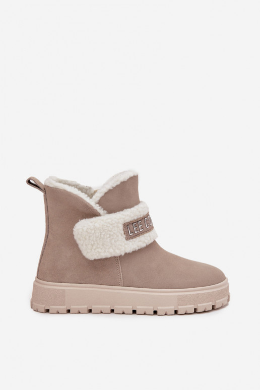 Women's snow boots made of natural suede with insulation Lee Cooper LCJ-25-01-3739 in gray