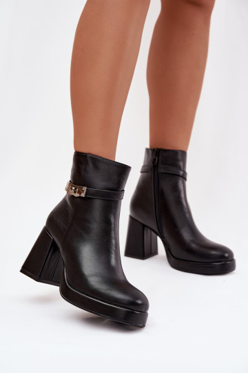Insulated women's ankle boots with decorated heels in black Giordina 2