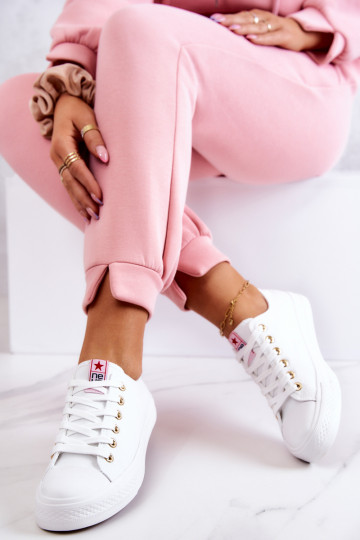 Women's Classic Sneakers White And Gold Ecoma 2