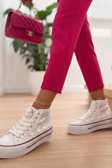 White perforated ankle sneakers Piper