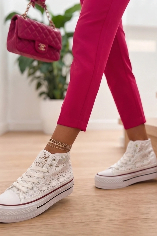 White perforated ankle sneakers Piper