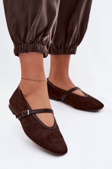 Ballet flats with straps made of faux suede Felora 2
