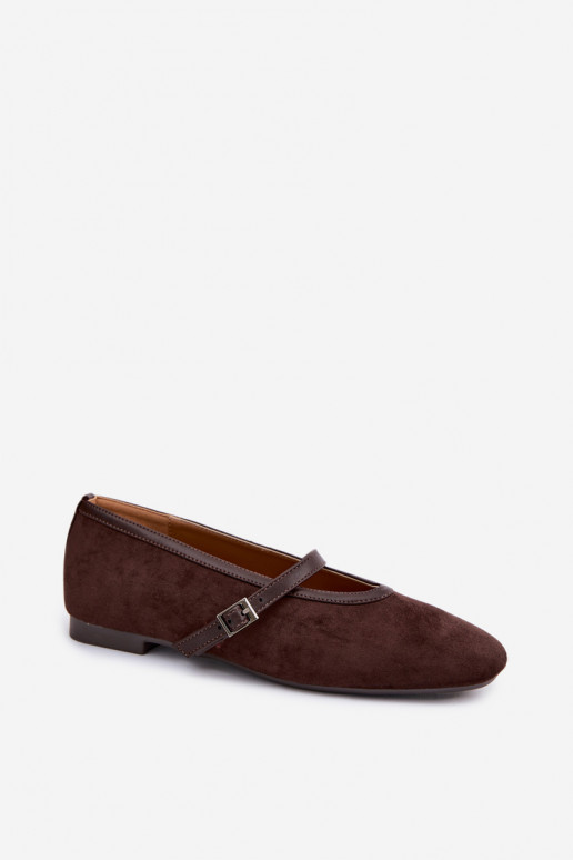 Ballet flats with straps made of faux suede Felora