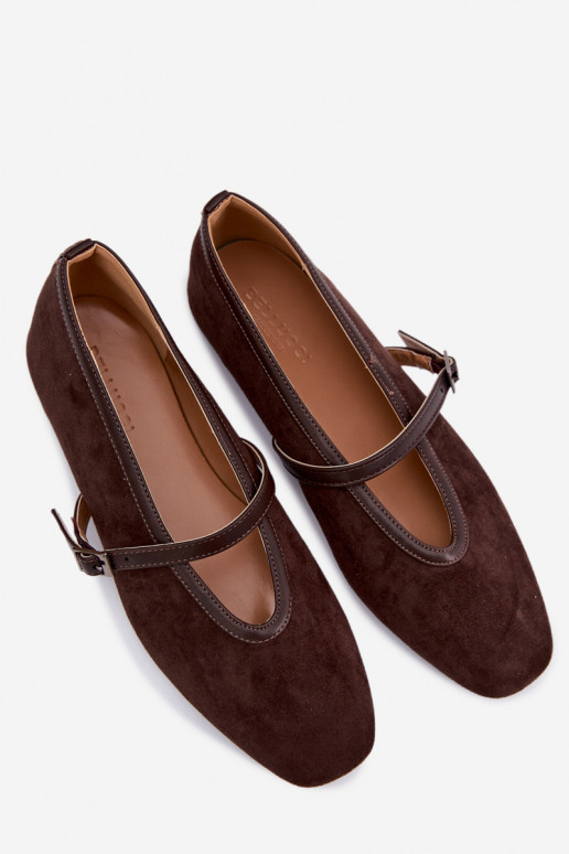 Ballet flats with straps made of faux suede Felora