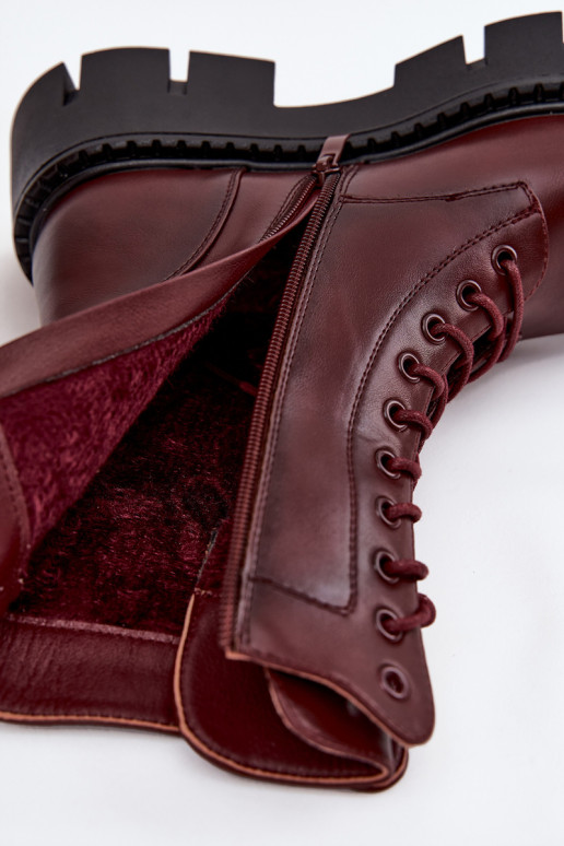 Warm ankle boots with ornaments in burgundy Melisse