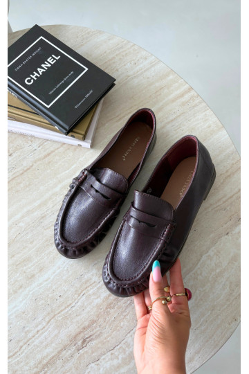 Women's moccasins with ruffles in burgundy color Sabley 2