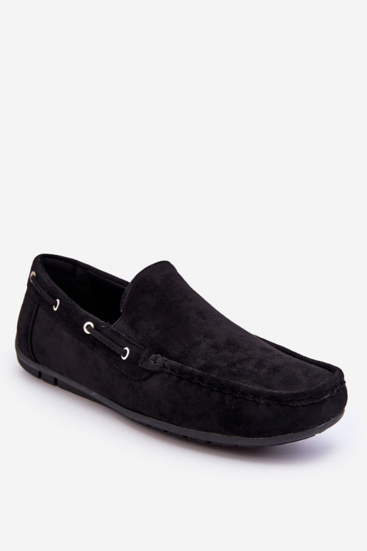 Black suede men's moccasins Rayan
