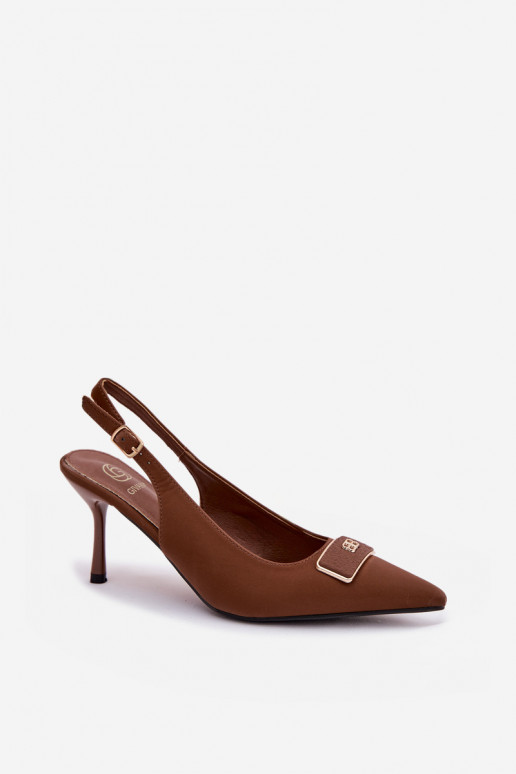 High-heeled women's sandals with decorative details CzekoladoĮe Lurella