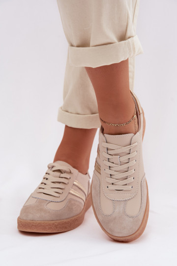 Women's sneakers leather S.Barski LR61-7059 sand 2