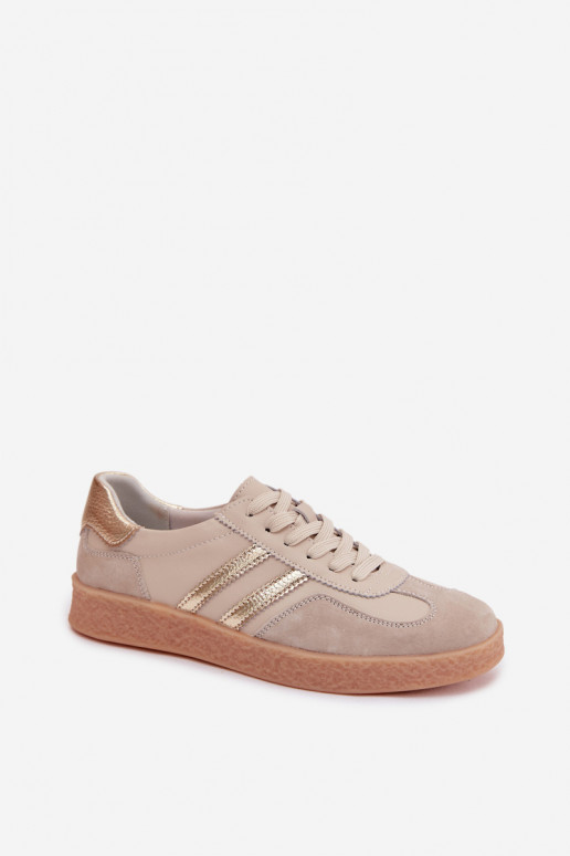 Women's sneakers leather S.Barski LR61-7059 sand