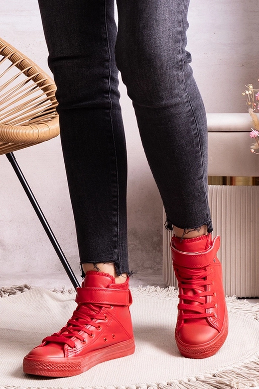 Red high-top sneakers made of faux leather Bonbonita