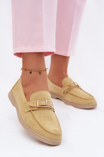 Yellow women's moccasins with buckles Belinae