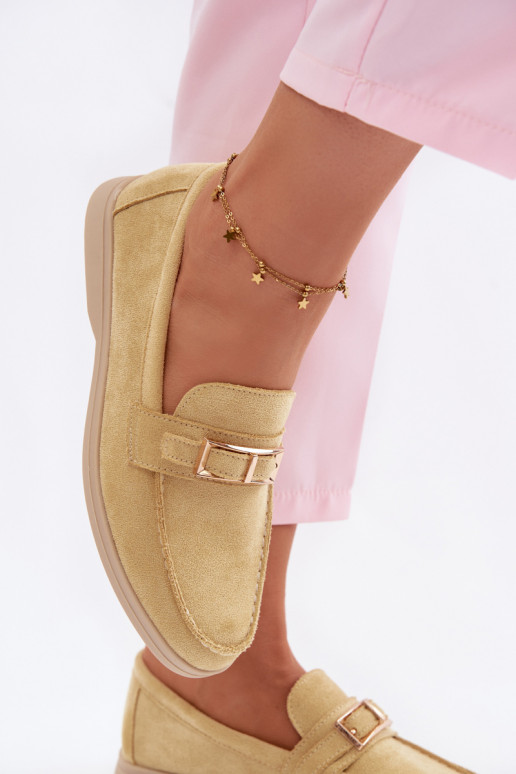 Yellow women's moccasins with buckles Belinae