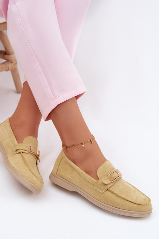 Yellow women's moccasins with buckles Belinae