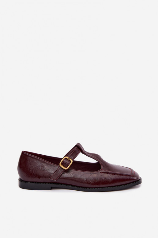 Bordowe buty z sztucznej skóry z paskami Bonnia