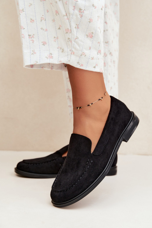 Black women's moccasins made of faux suede Laisie