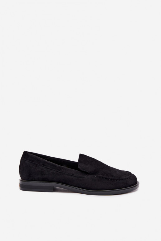 Black women's moccasins made of faux suede Laisie