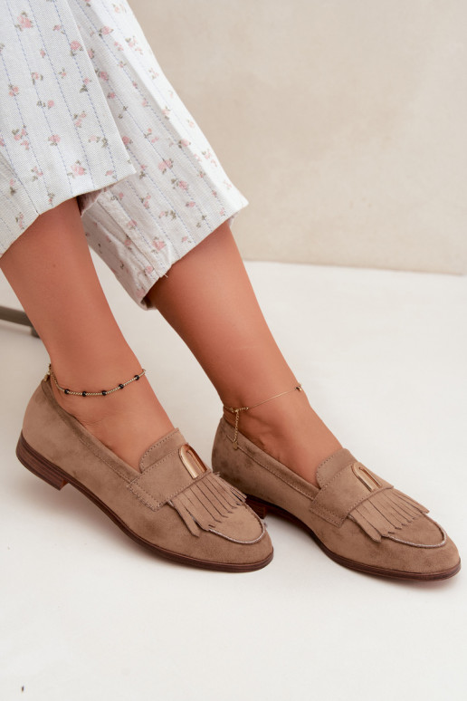 Sand women's moccasins with tassels and gold details Brenis