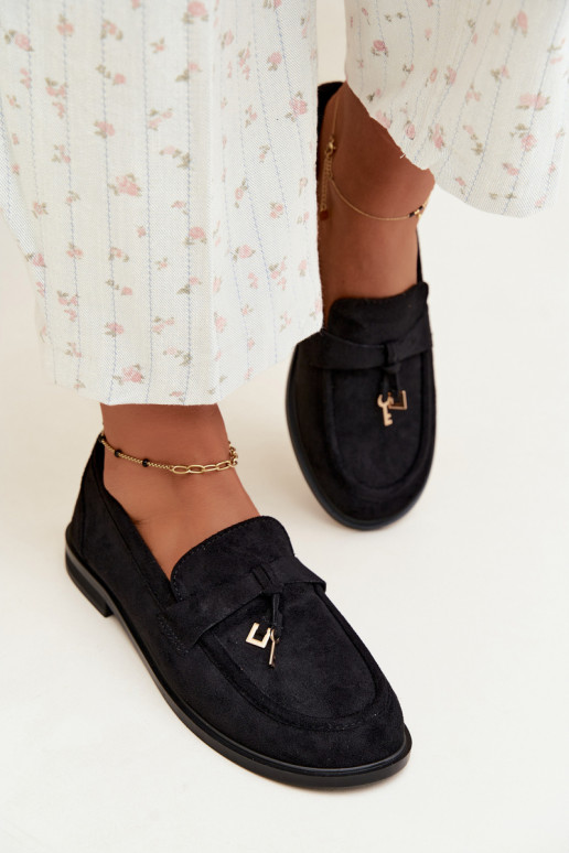 women's moccasins faux suede black Raylie