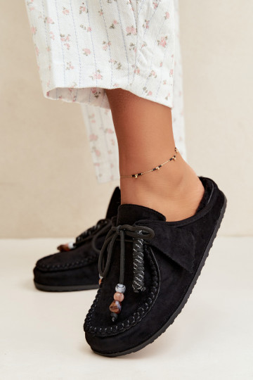Women's Mule Slippers With Furry Insole Black Melia 2