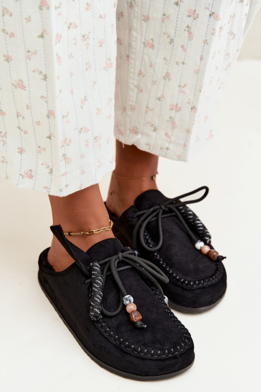 women's slippers Mule with fur black Melia