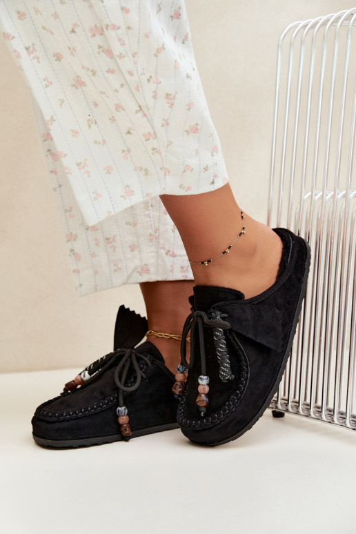 women's slippers Mule with fur black Melia