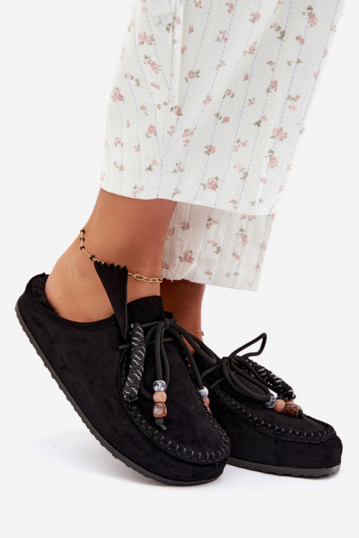 women's slippers Mule with fur black Melia