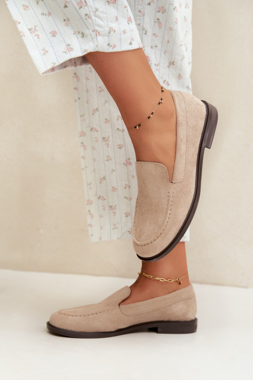 Women's moccasins made of faux suede, sand Laisie