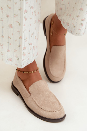 Women's moccasins made of faux suede, sand Laisie 2