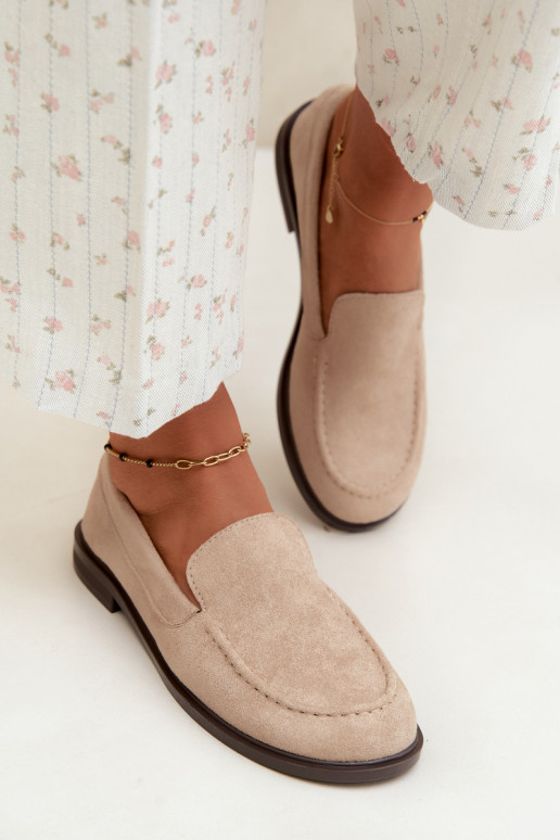 Women's moccasins made of faux suede, sand Laisie