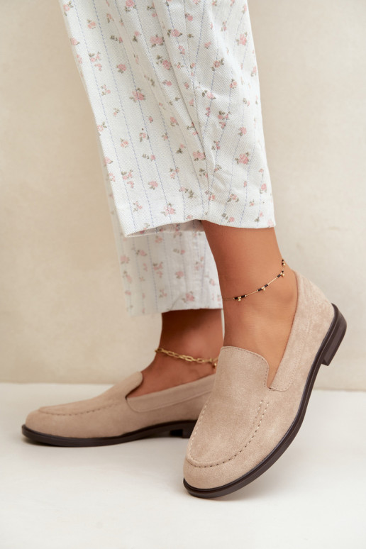 Women's moccasins made of faux suede, sand Laisie