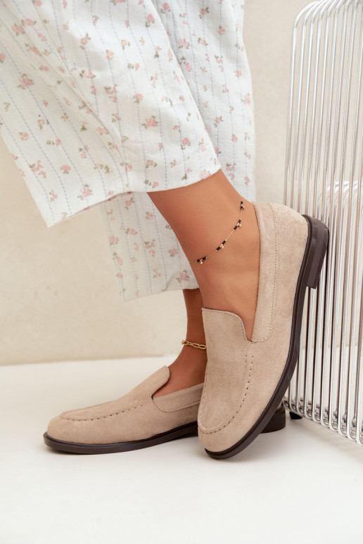 Women's moccasins made of faux suede, sand Laisie