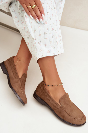 Women's moccasins made of faux suede, brown Laisie 2