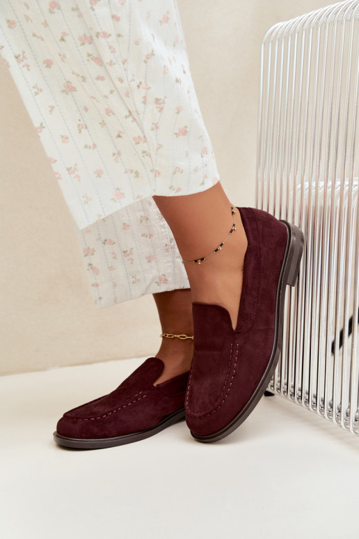 Women's moccasins made of faux suede, burgundy Laisie