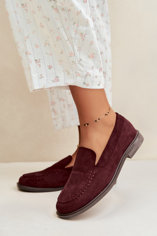 Women's moccasins made of faux suede, burgundy Laisie