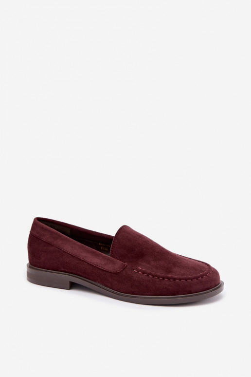 Women's moccasins made of faux suede, burgundy Laisie