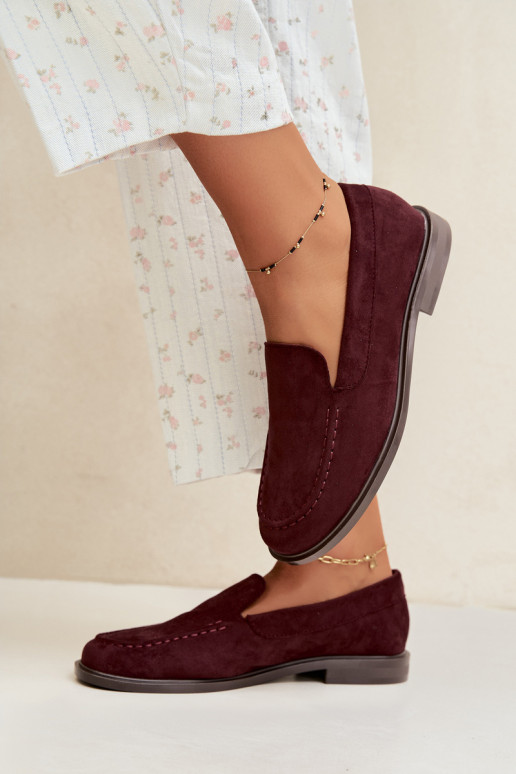 Women's moccasins made of faux suede, burgundy Laisie