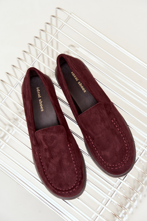 Women's moccasins made of faux suede, burgundy Laisie