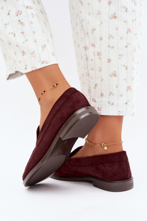 Women's moccasins made of faux suede, burgundy Laisie