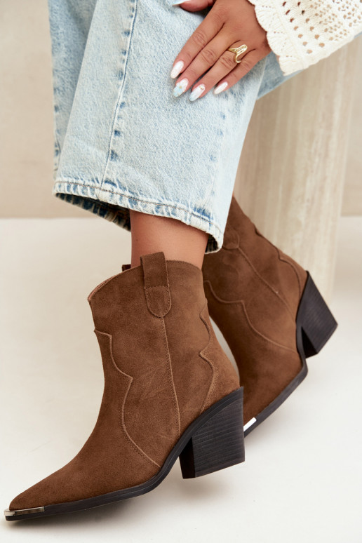 Brown suede cowboy-style insulated boots with heels Pelsa