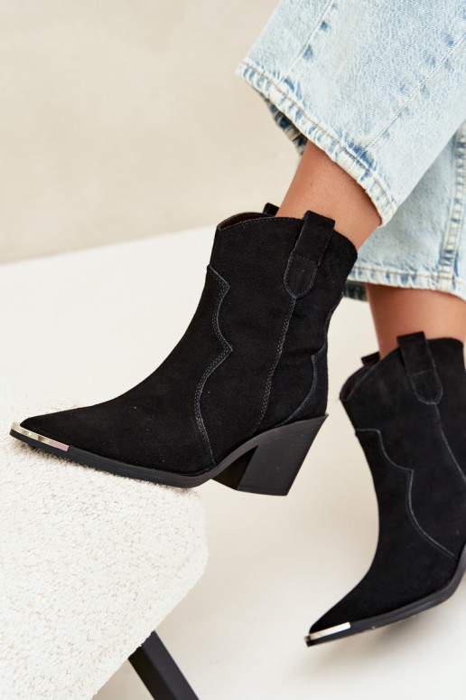 Black suede cowboy-style insulated boots with heels Pelsa