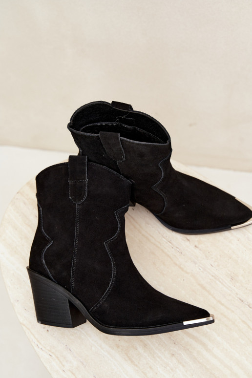 Black suede cowboy-style insulated boots with heels Pelsa