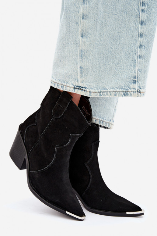 Black suede cowboy-style insulated boots with heels Pelsa